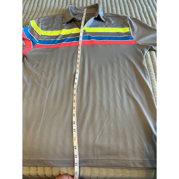 Under Armour Men's Golf Polo Size Large Gray Neon Stripe Heatgear - Picture 8 of 8
